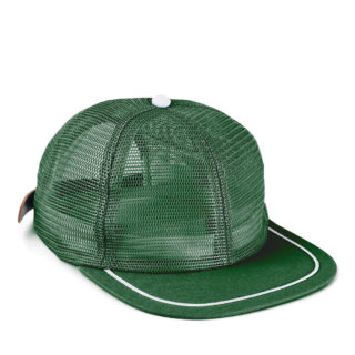 DNA003 all green mesh crown with white button and soutache on visor