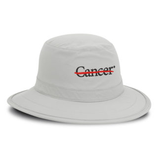 Imperial grey sun-protection hat, End Cancer logo on front, front view