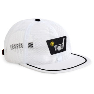 white mesh crown cap with black soutache on visor top, retro Imperial 1966 patch on front