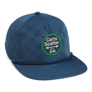 navy tonal checkered 5 panel rope cap with carts scatter patch