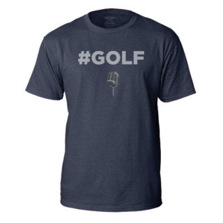 navy cotton t-shirt with hashtag golf graphic on the center chest
