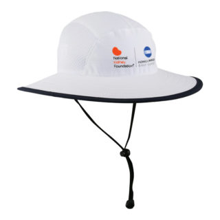 black and white sun hat featuring the national kidney foundation logo