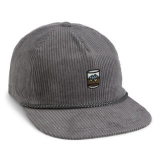 charcoal grey corduroy rope cap with glass of bourbon embroidery
