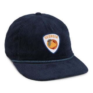 navy corduroy rope cap with georgia peach patch