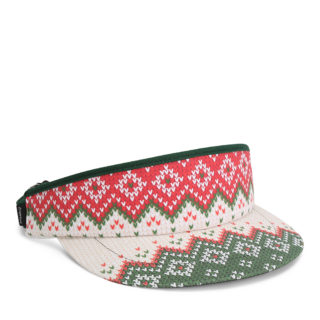 imperial tour visor with green binding and ugly christmas sweater print quarter view