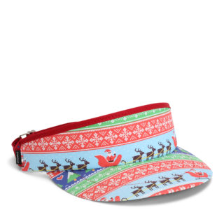 imperial tour visor with red binding and ugly christmas sweater santa print quarter view
