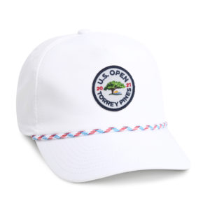 white cap with red white and blue rope with 2021 us open torrey pines circle patch