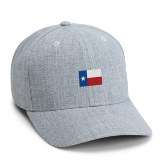heathered blue high crown cap with texas flag embroidery