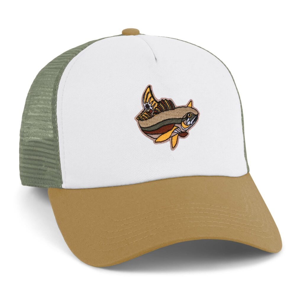 meshback hat with redfish patch